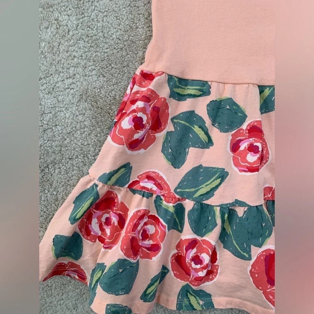 Tea Collection Size 8 Peach Rose Print Dress
